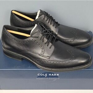 Cole Haan Wingtip Oxford Dress Shoes Mens 8.5 Black Waterproof Leather NIB